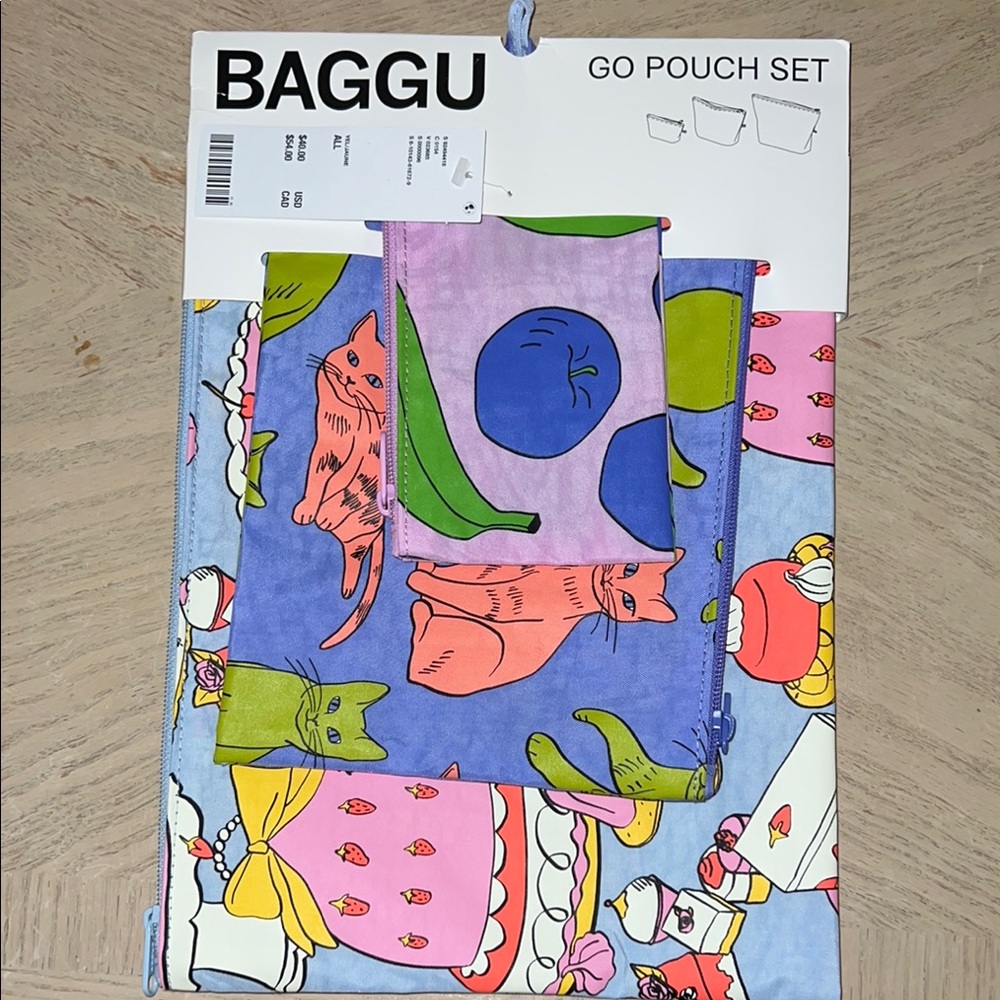 Baggu Cat Print Go Pouch Set
